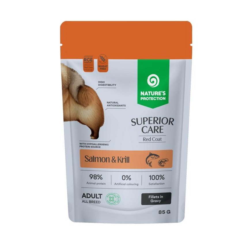 Nature's Protection 狗濕糧 成犬無穀袋裝濕糧 去淚痕美毛配方 鮭魚+磷虾 85g (DIP66085G)
