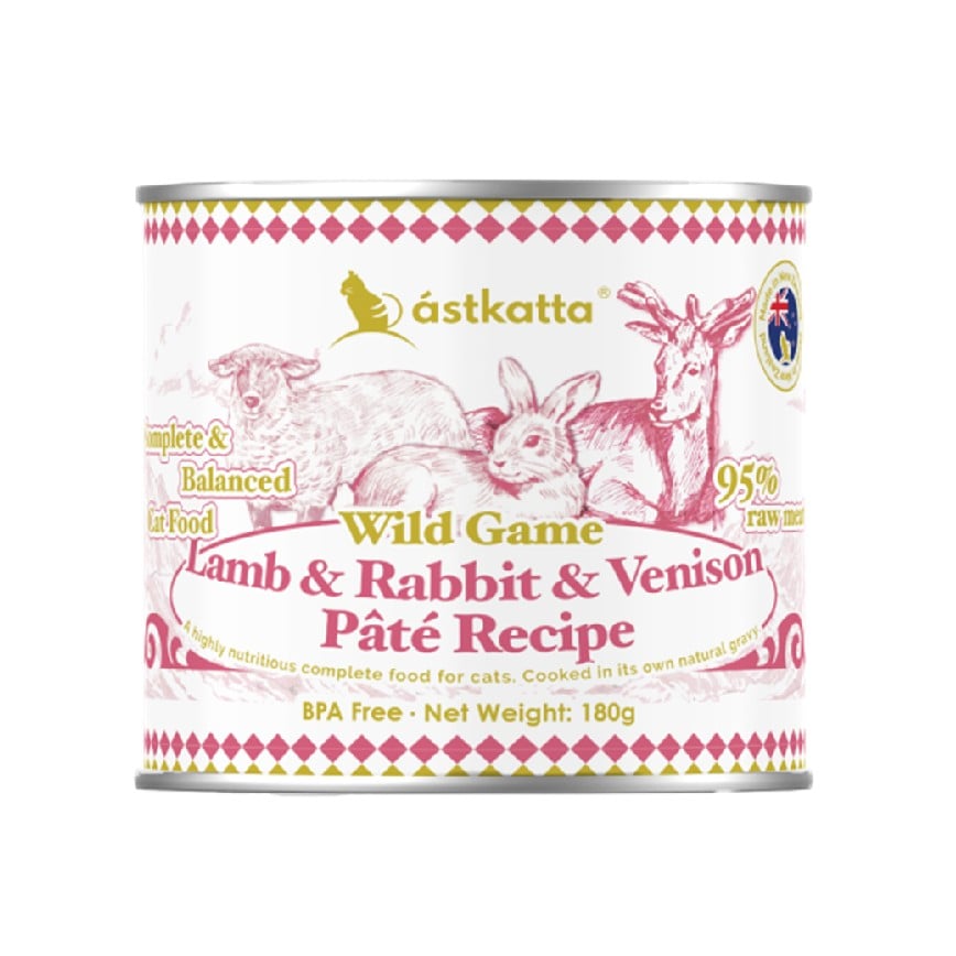 Astkatta 貓罐頭 主食罐 野境系列 羊肉&免肉&鹿肉純淨天然肉醬罐 180g (P00214)