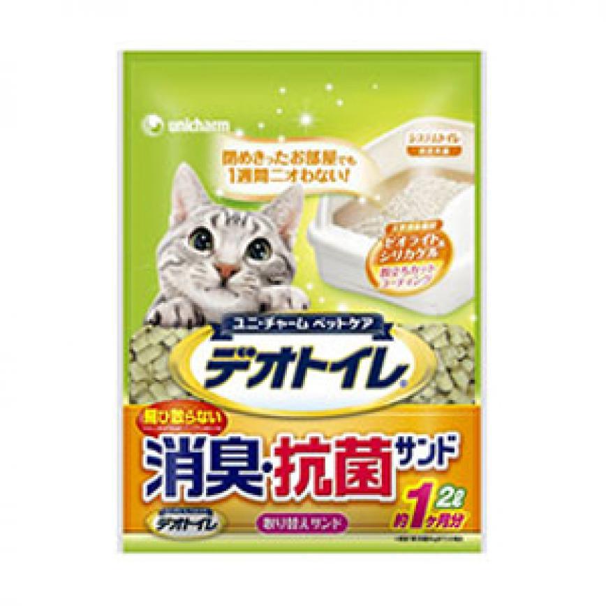 Unicharm 日本消臭大師防飛散消臭抗菌沸石 矽膠貓砂 原味 2L (破損品) 圖 1
