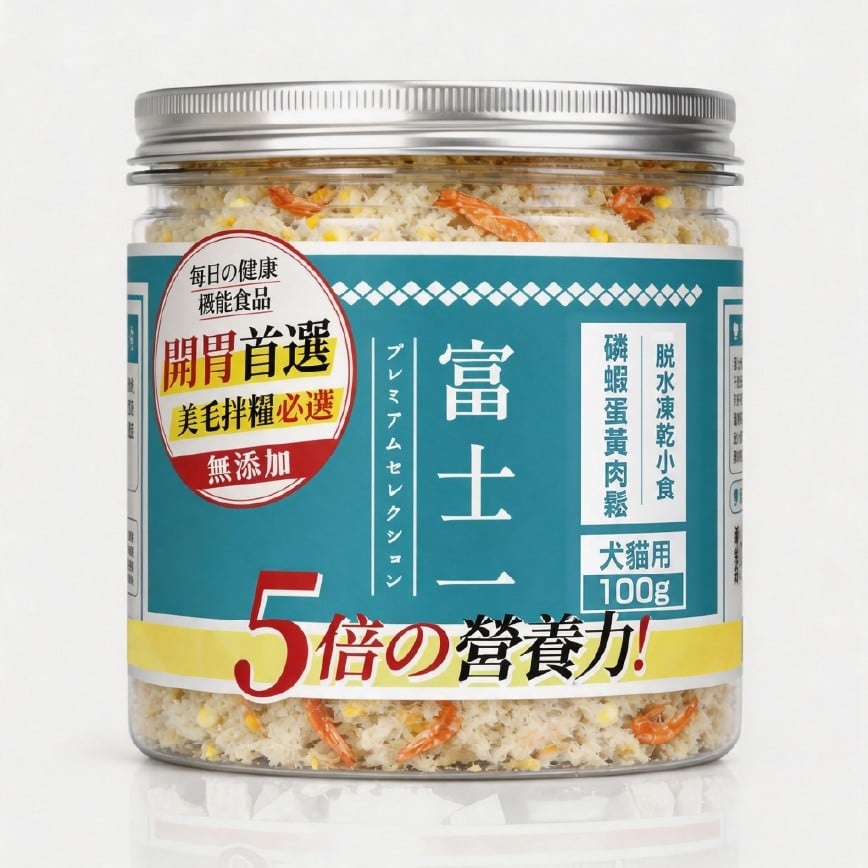 富士一 凍乾小食 脫水蛋⻩磷蝦⾁松 中罐 100g (貓犬用)