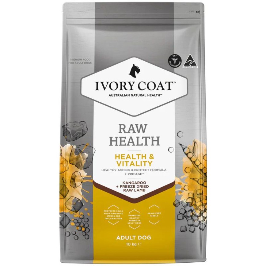 Ivory Coat 狗糧 無穀物乾糧+生羊肺凍乾 健康管理活力袋鼠肉成犬配方 10kg (ICS-261277)