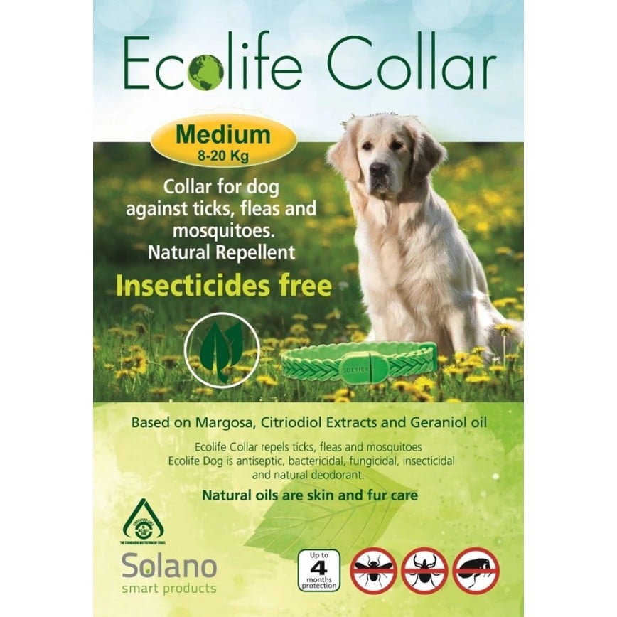 Ecolife Collar 中型犬用天然驅蚤頸帶 白色 (EC105W) 