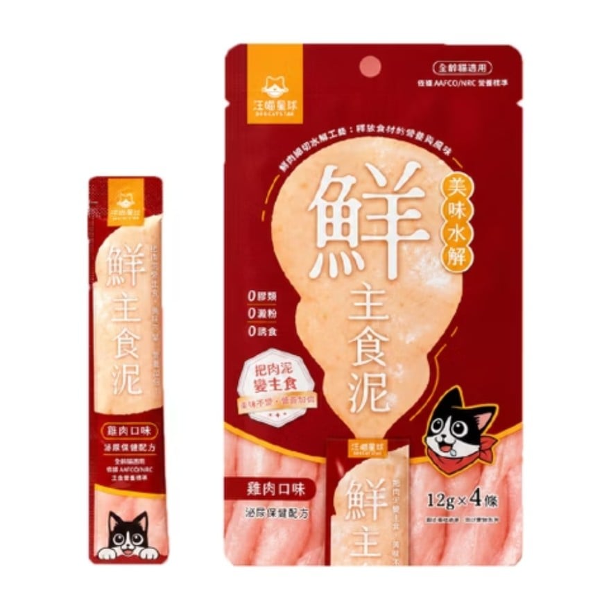 汪喵星球 貓用 美味水解鮮主食泥 泌尿保健 雞肉 12gx4 (FS348)