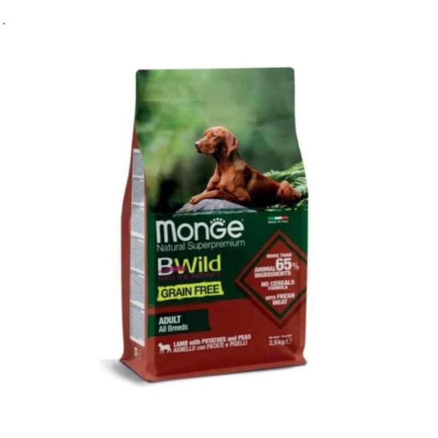Monge Bwild 狗糧 野味系列 無穀物 羊肉薯仔碗豆成犬配方 2.5kg (MO1723)