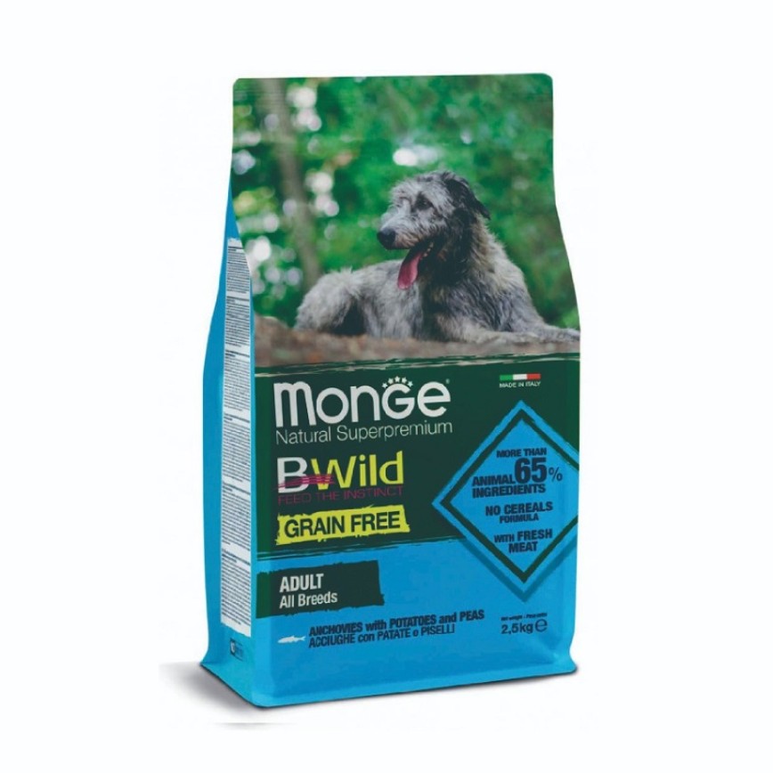 Monge Bwild 狗糧 野味系列 無穀物 鯷魚薯仔豌豆成犬配方 2.5kg (MO4701)