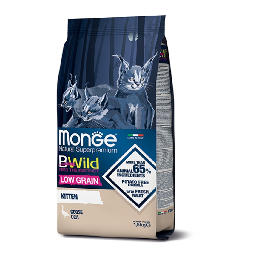 Monge Bwild 貓糧 低穀物野生系列 野生鵝肉幼貓專用配方 10kg (MO5180) 