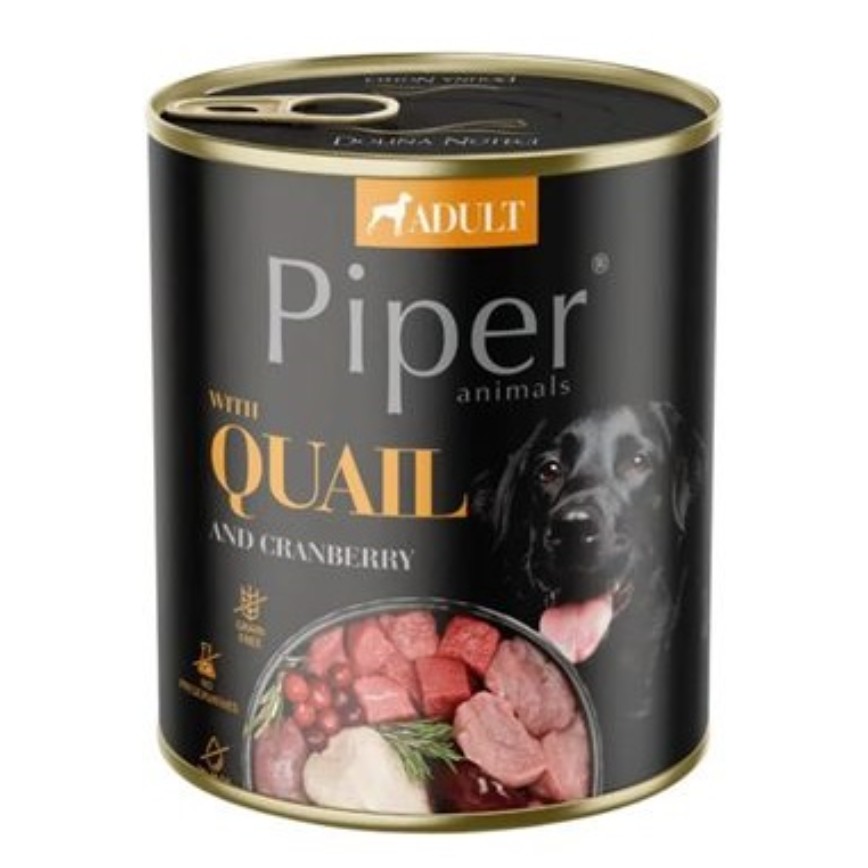 Piper 黑鑽狗罐頭系列 成犬配方 鶉+蔓越莓 400g (PQ400)