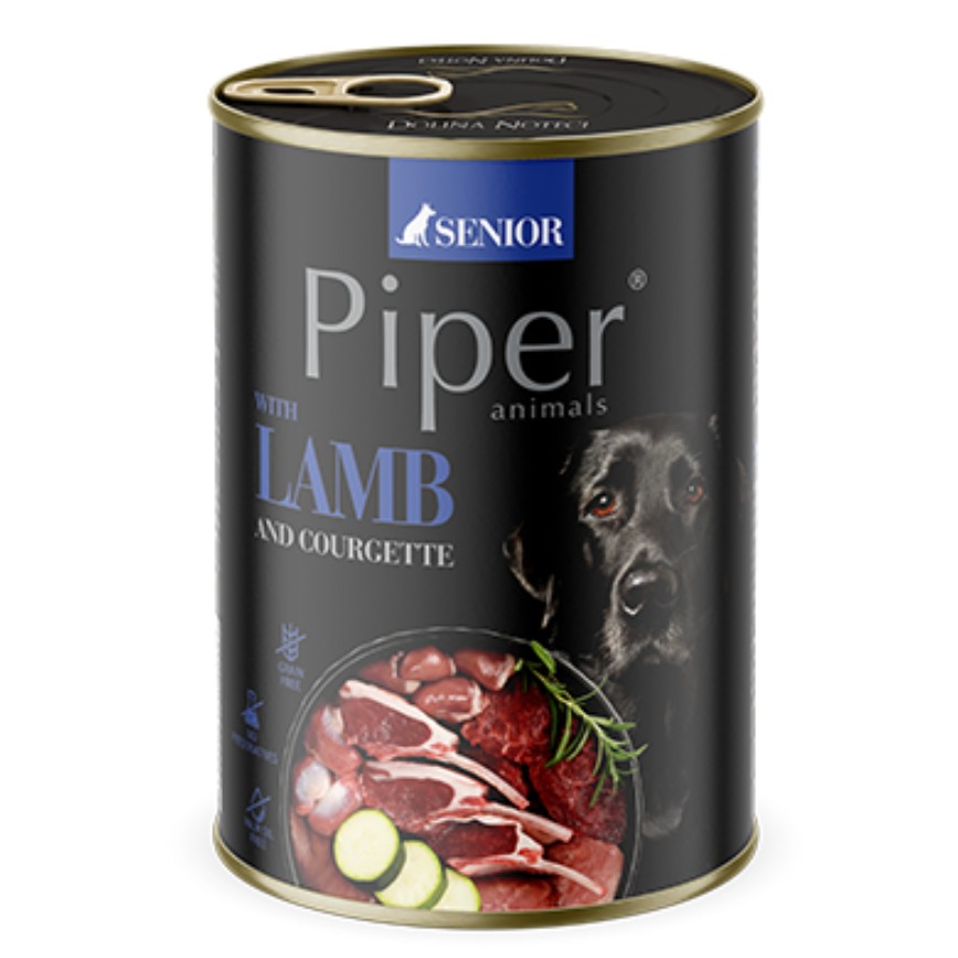 Piper 黑鑽狗罐頭系列 老年犬配方 羊肉+翠玉瓜 400g (PLS400)