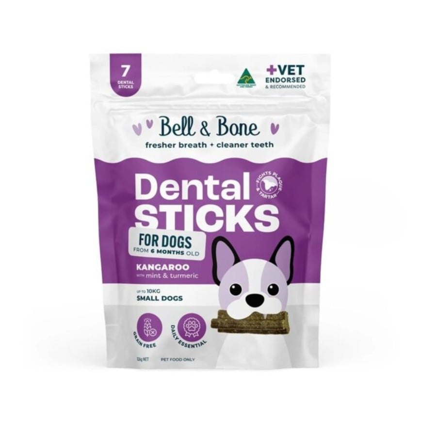 Bell & Bone 狗零食 袋鼠+薄荷薑黃 天然潔齒棒 小型犬(適合10kg以下) 7條 (BB_D_K_S)