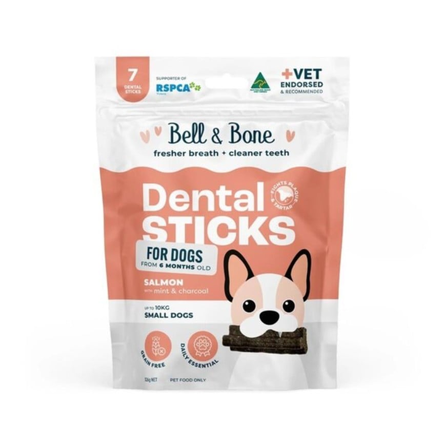 Bell & Bone 狗零食 三文魚+薄荷活性碳 天然潔齒棒 小型犬(適合10kg以下) 7條 (BB_D_F_S)