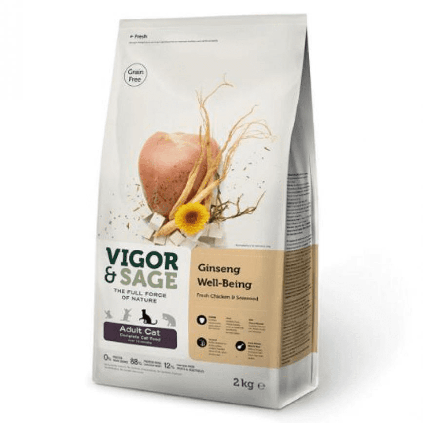 VIGOR & SAGE 無穀物天然糧 人參健體成貓 Ginseng Well-Being Adult Cat 10kg (17035)