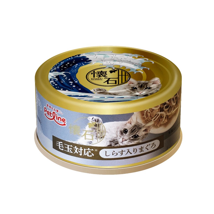 日清 貓罐頭 懷石 吞拿魚+白飯魚慕絲(化毛球) 70g (PL-K510)