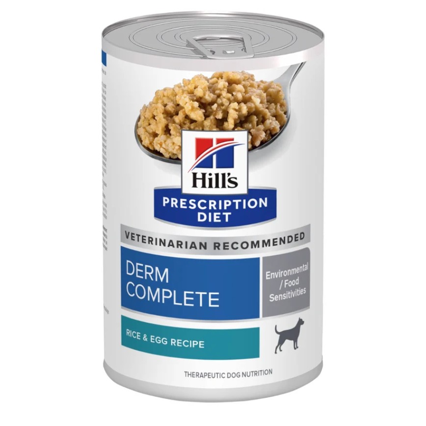 Hills 處方糧 狗罐頭 Derm Complete 皮膚及食物敏感配方 米飯及雞蛋 13oz (605725)