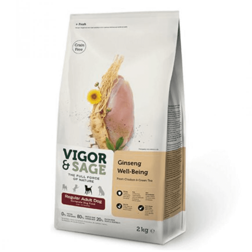 VIGOR & SAGE 無穀物天然糧 人參普通成犬 Ginseng Well-Being Regular Adult Dog 12kg (17134)