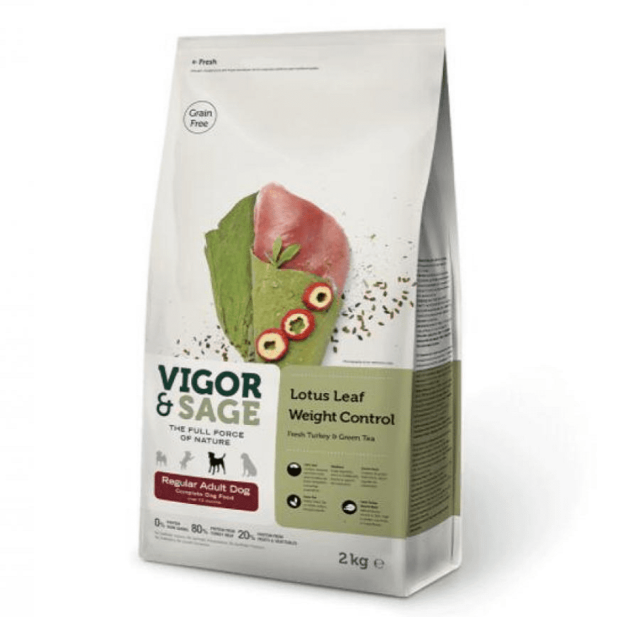 VIGOR & SAGE 無穀物天然糧 荷葉減重普通成犬 Lotus Leaf Weight Control Regular Adult Dog 12kg (17137)