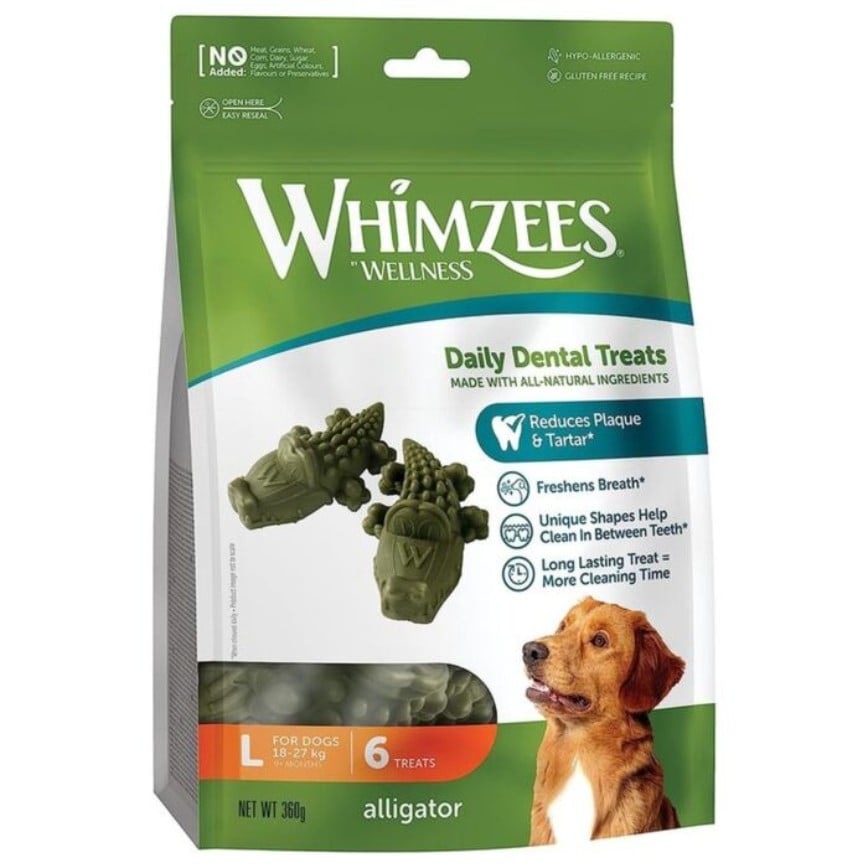 WHIMZEES 大型犬鱷魚形潔齒骨 6支 12.7oz (WHZ321)