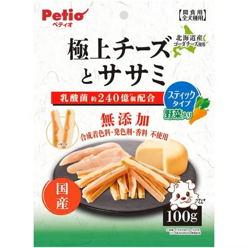 Petio 狗零食 極上 無添加 芝士雞胸肉+蔬菜條 100g (80505354) 圖 1