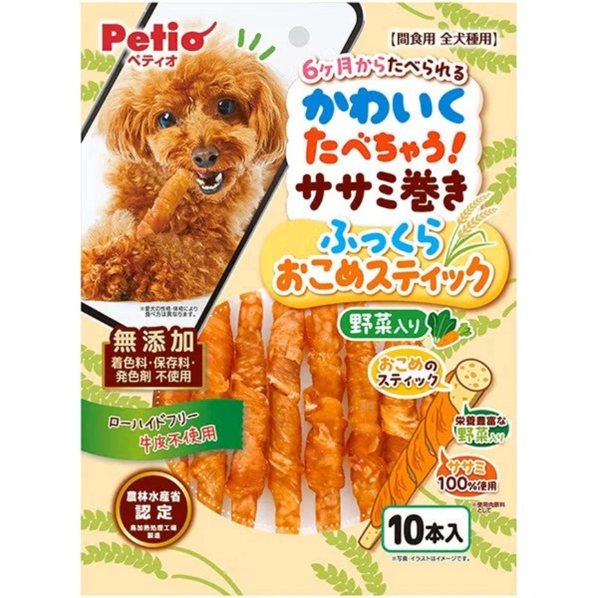 Petio 狗零食 米香鮮嫩雞肉+蔬菜捲 10支裝 (80505370) 圖 1