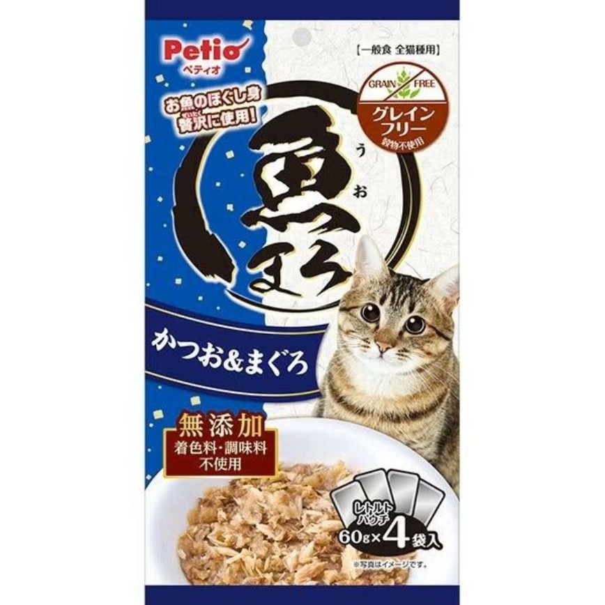 Petio 貓濕糧 無穀物 鰹魚+吞拿魚 60gx4包 (80405997B)