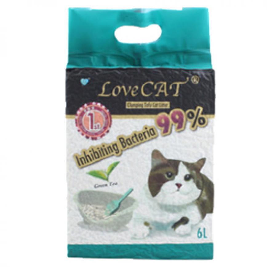 LoveCAT 天然健康 豆腐貓砂 綠茶味 真空包裝 6L (破損品) 圖 1