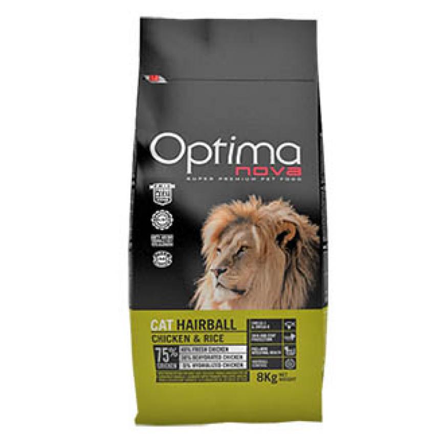 Optima nova 獅王毛球清除配方 Hairball Chicken & Rice 8kg (OCH-L)