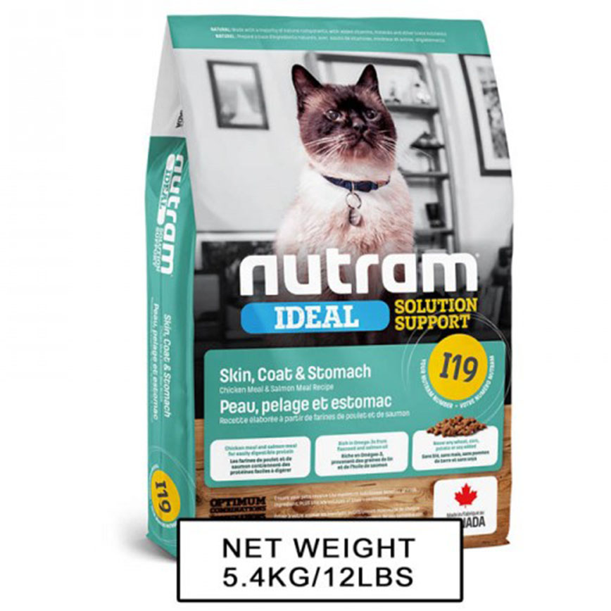 nutram IDEAL紐頓 敏感腸胃及皮膚配方貓糧 I19 5.4kg (NT-I19-5K)