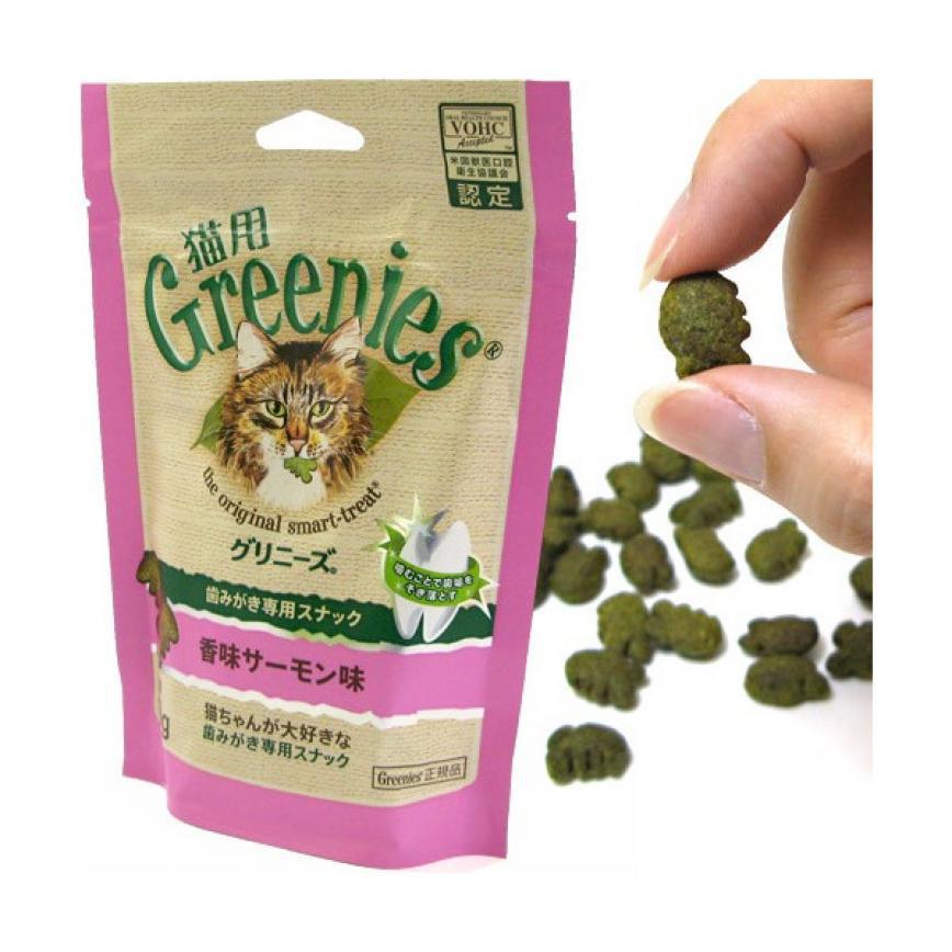 日本Greenies Dental Treats 貓齒靈貓咪潔齒餅 三文魚味FG02 70g (粉紅)