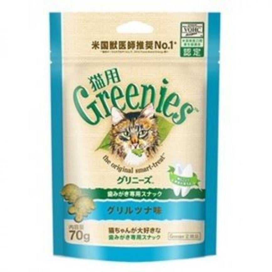 日本Greenies Dental Treats 貓齒靈貓咪潔齒餅 深海魚味 FG11 70g (藍)
