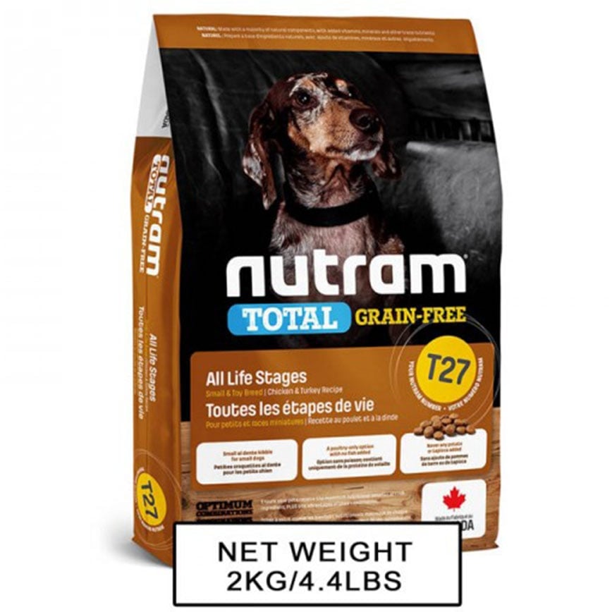 nutram紐頓 狗糧 無薯無穀糧小型犬 雞肉火雞 Turkey Chicken & Duck T27 5.4kg (NT-T27-5K)