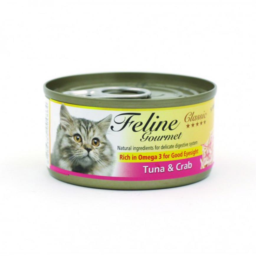 Feline Gourmet 貓罐頭去毛球配方 吞拿魚及蟹肉 80g (FG80-3)