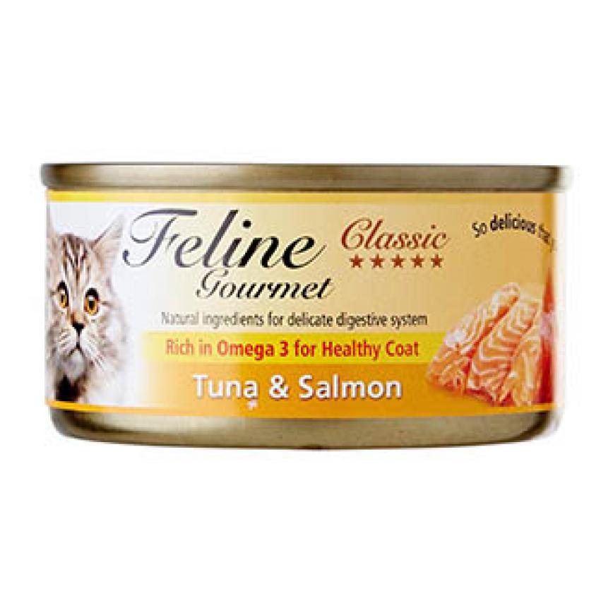Feline Gourmet 貓罐頭去毛球配方 吞拿魚及三文魚 80g (FG80-5)