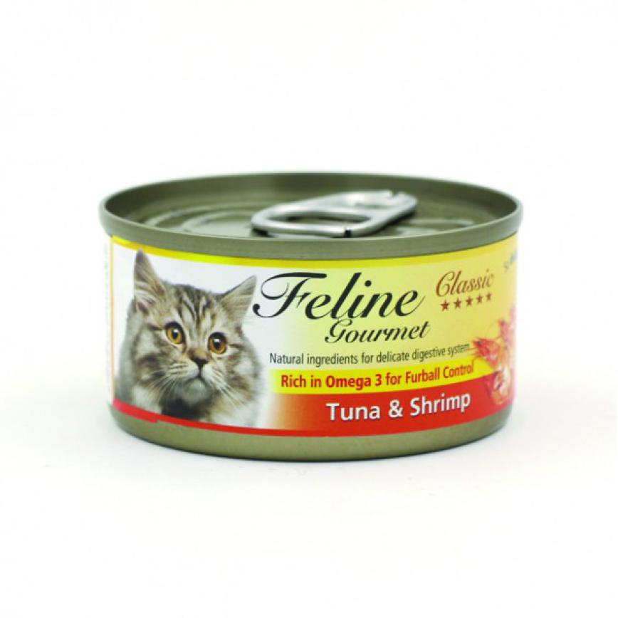 Feline Gourmet 貓罐頭去毛球配方 吞拿魚及蝦 80g (FG80-6)