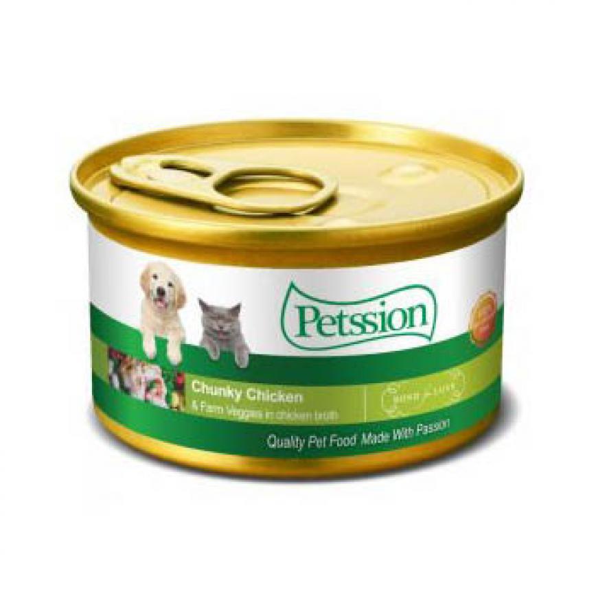 Petssion 貓犬用罐頭 清湯雞肉農莊野菜 Chunky Chicken & farm Veggies in chicken broth 3oz