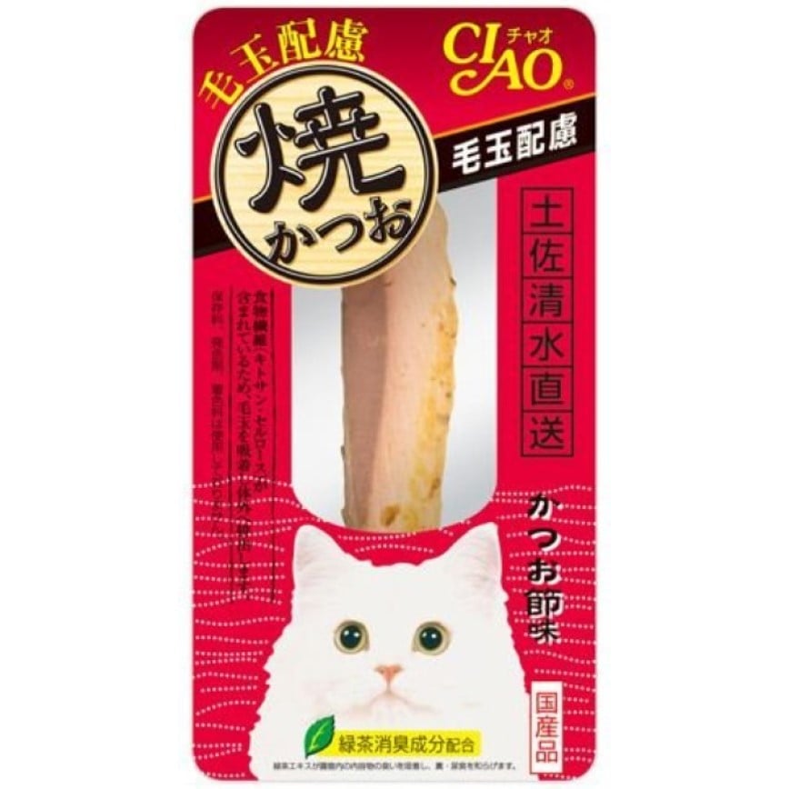 CIAO 貓零食 日本燒鰹魚條 化毛配方 柴魚風味 25g (紅) (YK-27) 圖 1