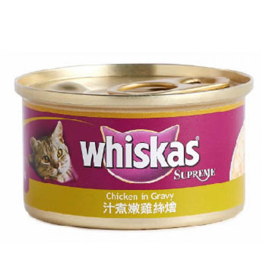 whiskas偉嘉 極品貓罐頭 汁煮嫩雞絲燴 85g (CP04306)