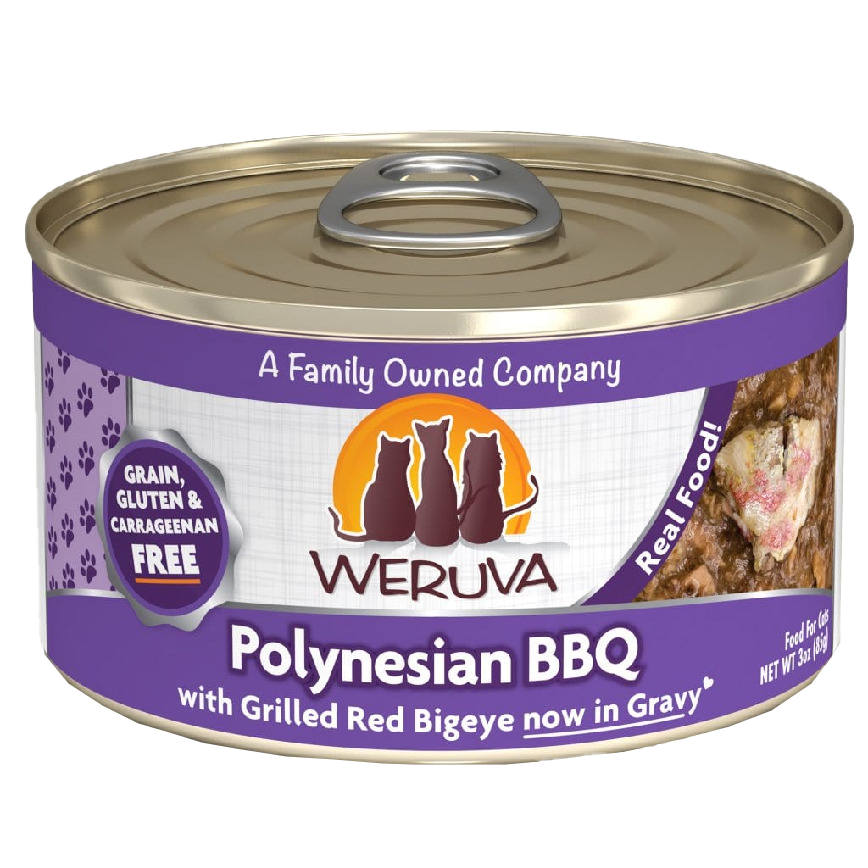 WeRuVa 貓罐頭 主食罐 野生大眼鯛魚沙甸魚及吞拿魚 Polynesian BBQ 85g (紫) (001066) 圖 1