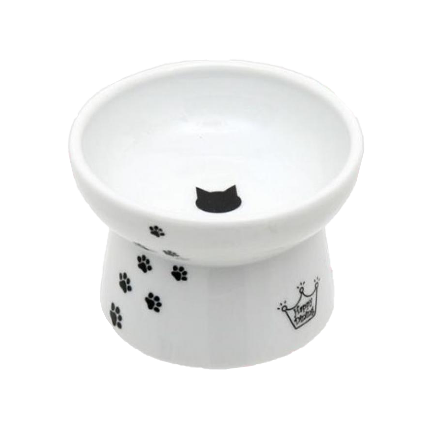 日本猫壱 necoichi ペット 陶瓷高腳寵物糧食碗 中碼 (腳印款) (貓犬用) DC-0703-SC02