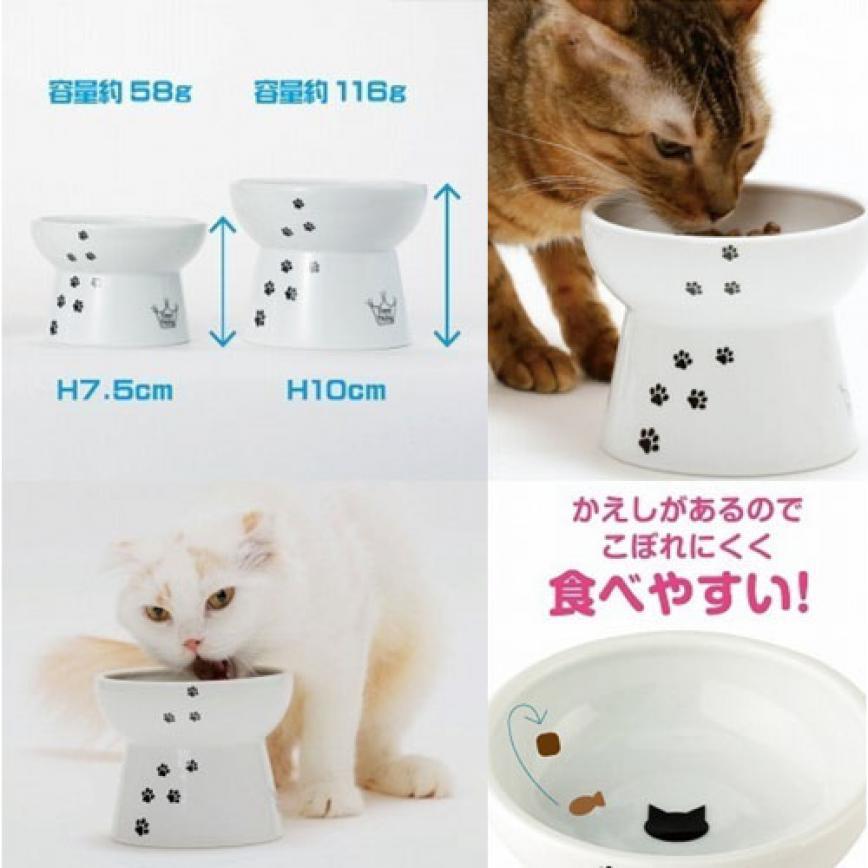 日本猫壱 necoichi ペット 陶瓷高腳寵物糧食碗 大碼 (腳印款) (貓犬用) DC-0708-SC01 圖 2