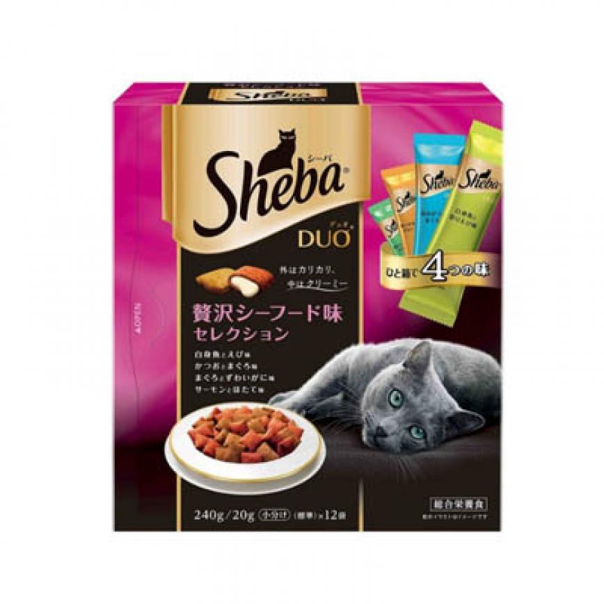 日本Sheba Duo 夾心餡餅貓咪乾糧 Ocean Fish 鮮魚MIX四種口味 240g (紅紫) (SDU-23) (TBS)