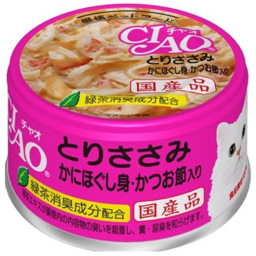 CIAO 貓罐頭 雞肉鰹魚及蟹 85g (桃紅) (A-17) 圖 1