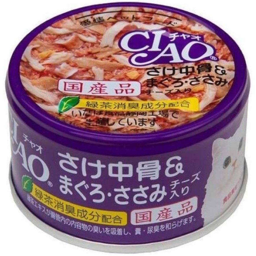 CIAO 貓罐頭 三文魚+吞拿魚 雞肉+芝士 85g (紫) (C-55) 圖 1