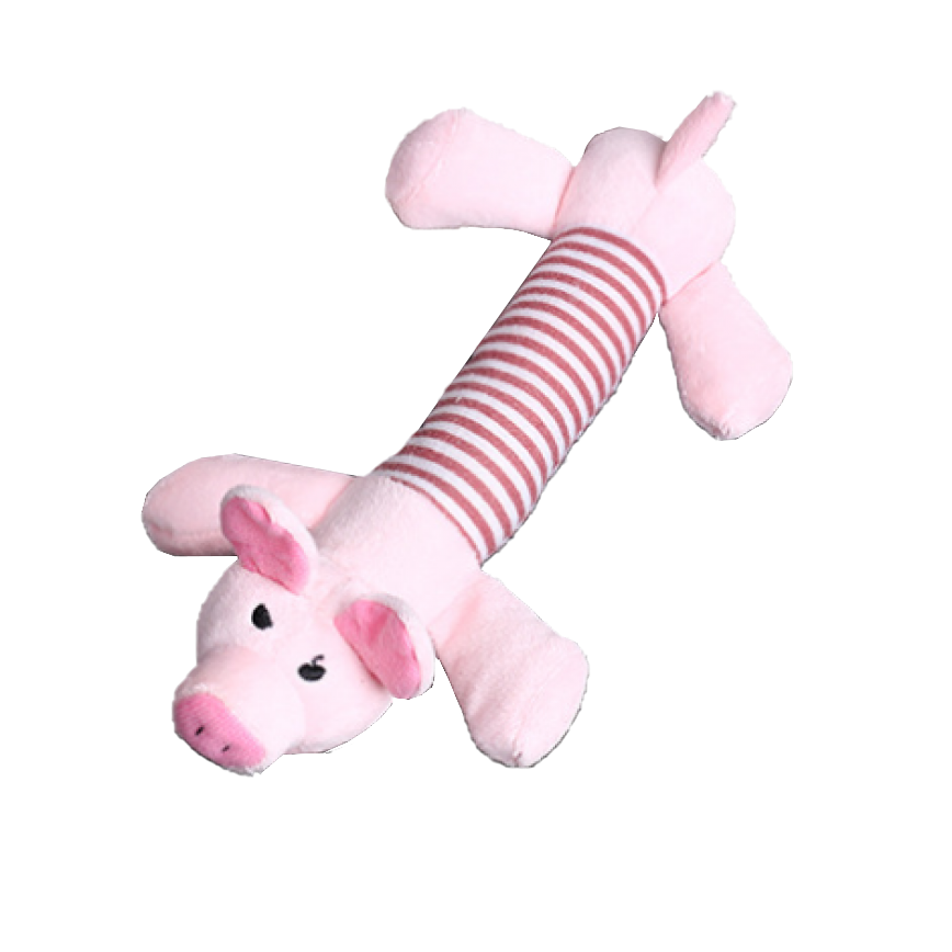 HelloDOG 玩具嚴選 咇咇公仔狗狗磨牙玩具 小豬 (粉紅間條) 圖 2