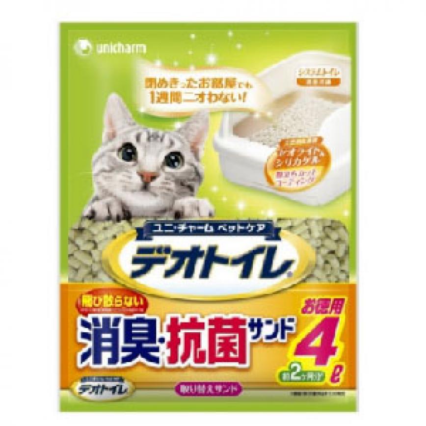 Unicharm 日本消臭大師防飛散消臭抗菌沸石 矽膠貓砂 原味 4L (破損品)
