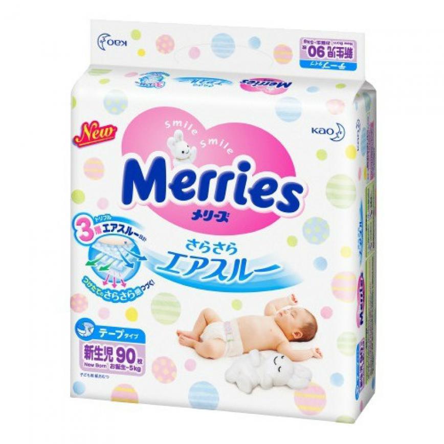 日本花王Kao Merries 紙尿片 初生嬰兒 90枚 (0-5kg適用)