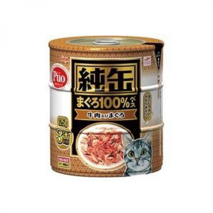 日本AIXIA 愛喜雅 貓罐頭 純缶系列 吞拿魚+牛肉 125g 3缶入 (啡) (JY3-16) (TBS) 圖 1
