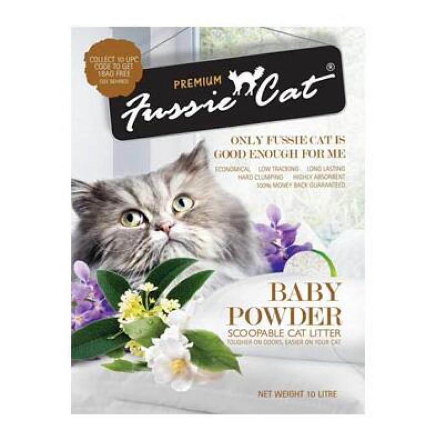 Fussie Cat 高竇貓礦物砂 爽身粉味 10L (FCLB2) (破損品) 圖 1