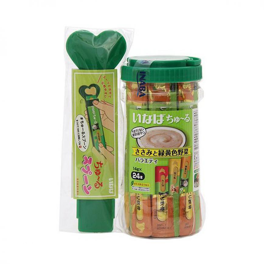 CIAO 狗零食 日本肉泥餐包 狗狗健康野菜配方 雞肉肉醬 14g 24本罐裝 (TBS)