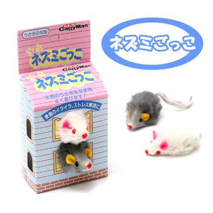 日本CattyMan 天然兔毛 打兩隻老鼠