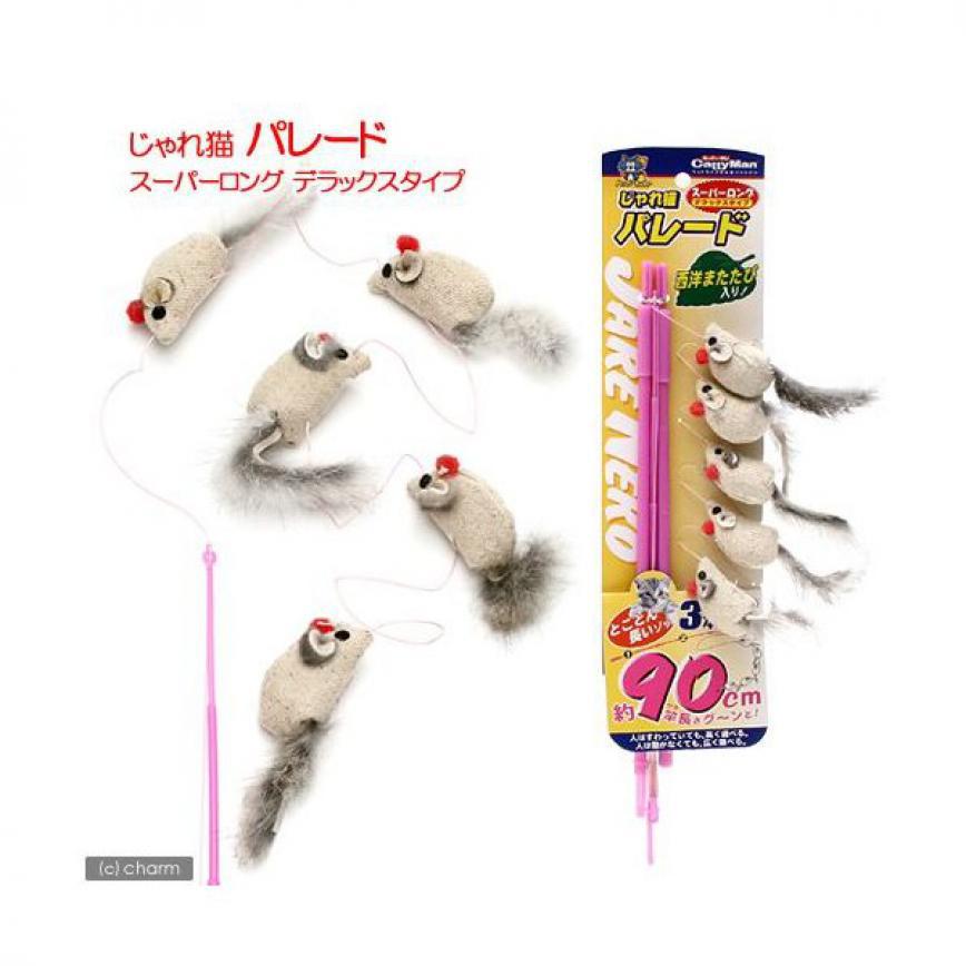 日本CattyMan 特長竿五鼠逗貓棒