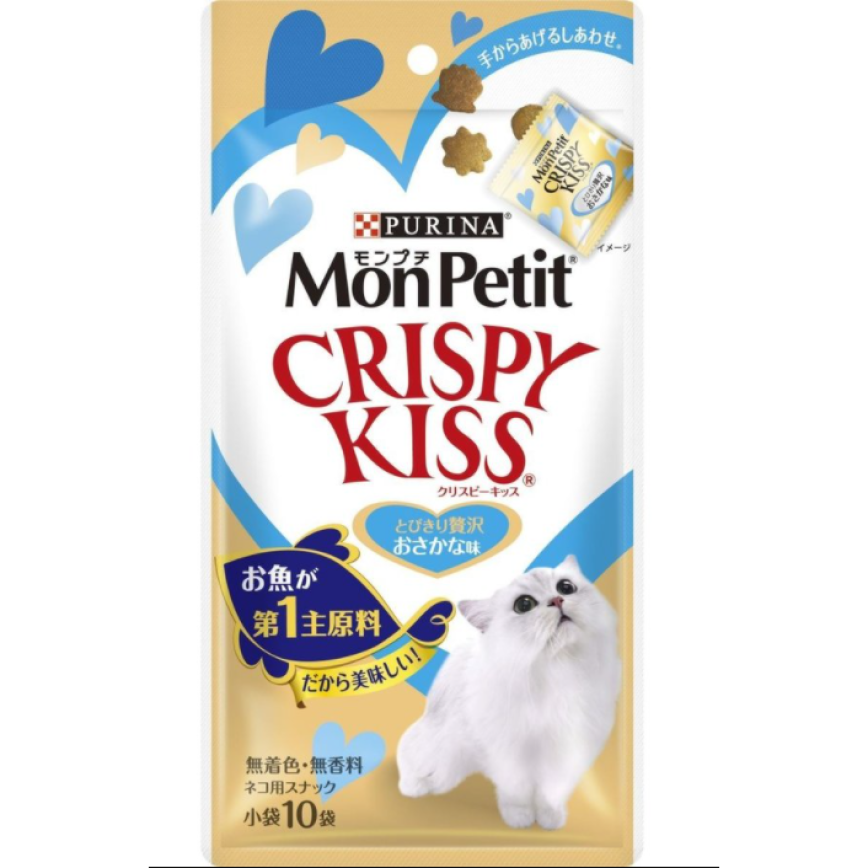 日本MonPetit Crispy Kiss 貓零食 貓脆餅 高級魚味 30g (藍)